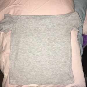 grey off the shoulder crop top